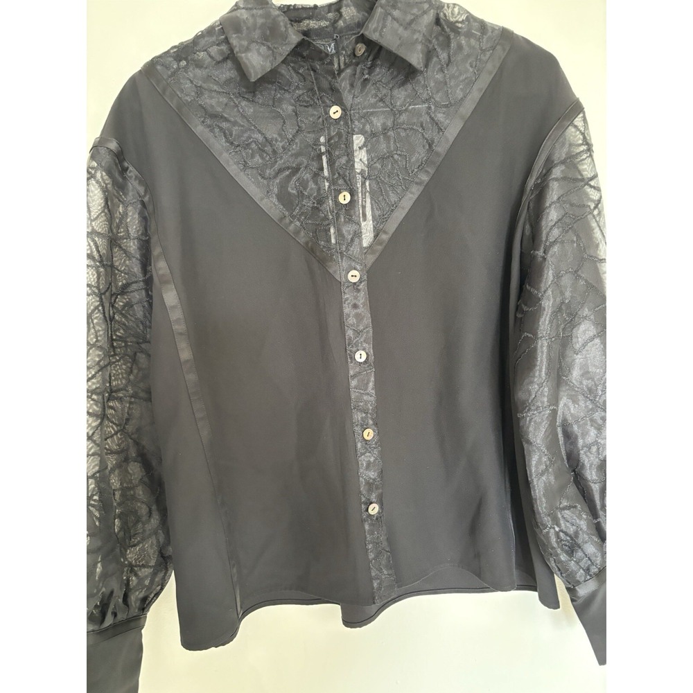DiOMi‎ Black 100% Silk Blouse Small NWT
